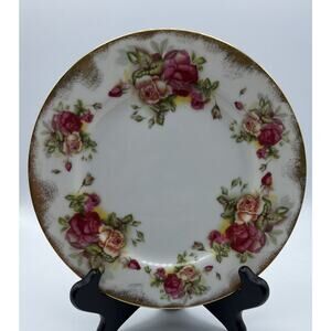 Plate Waco #2299 Japan 8 Inch Cookie Dessert Dish Roses Gold Trim Vintage